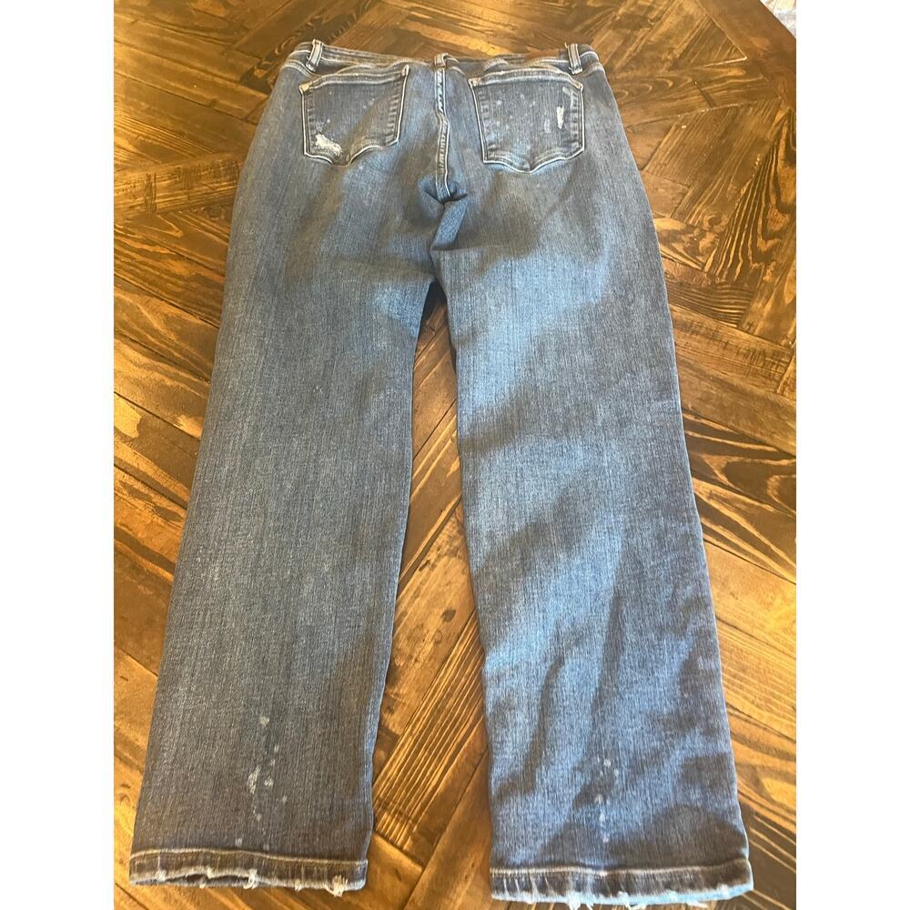 Judy Blue 15/32 Boyfriend Fit Jeans Women Fringe Skater Grunge Thrash Distressed - Picture 4 of 12